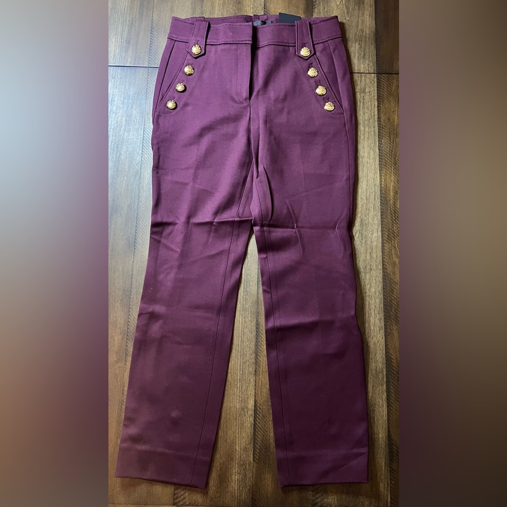 WHBM Jolie Crop Pants 6L with Gold Buttons NWT
